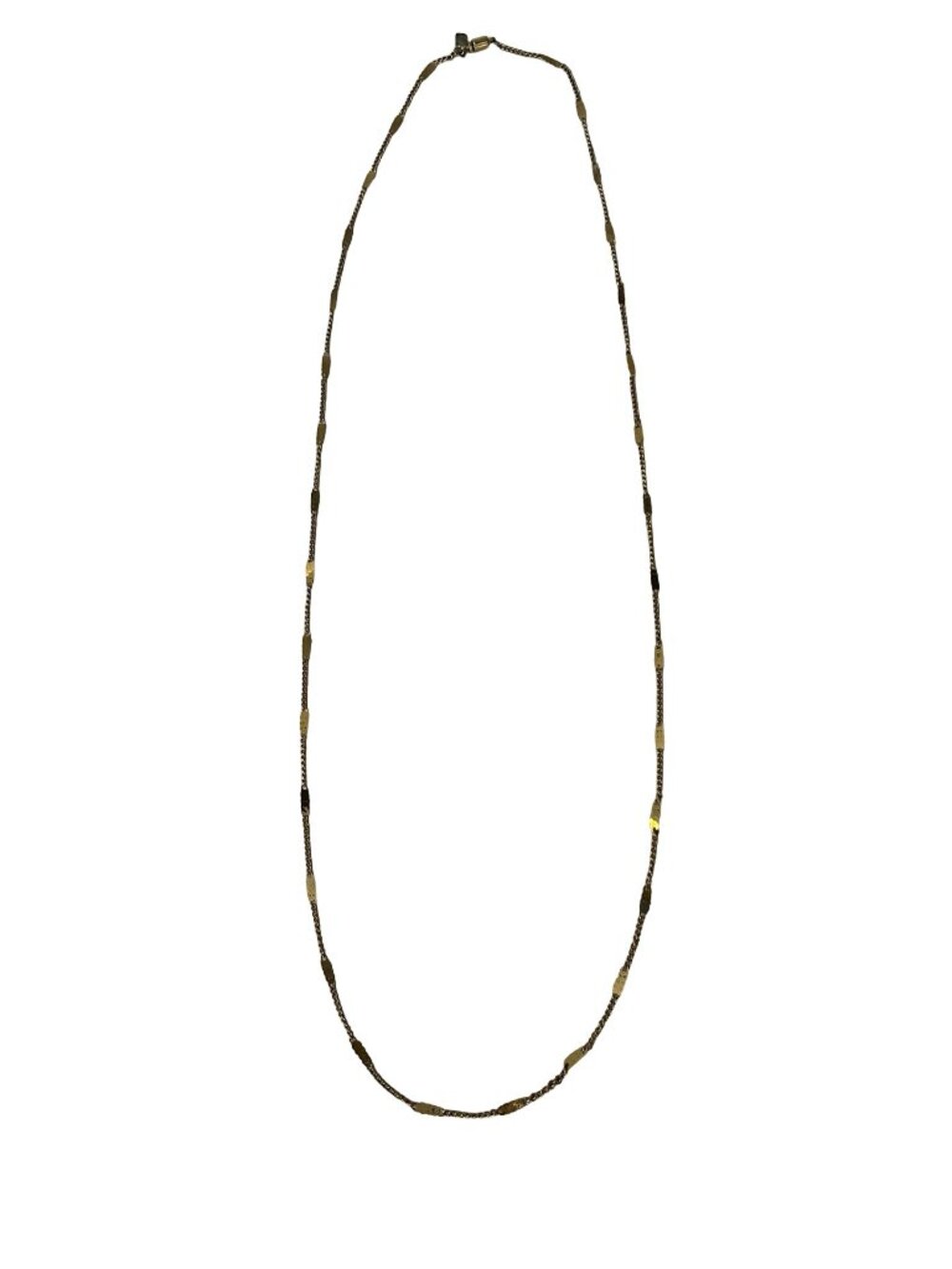 Vintage Long Gold Tone Station Necklace Minimalist Layering Chain 30" Signed ACT